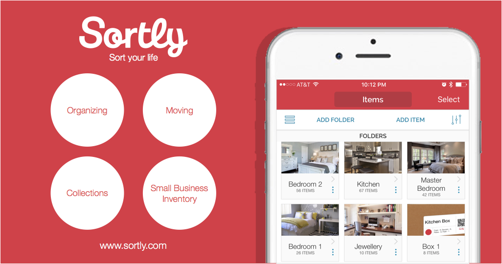 Sortly, an inventory management app, is shown. 
