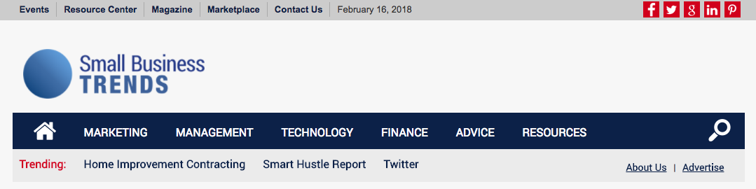 Small business trends website navigation